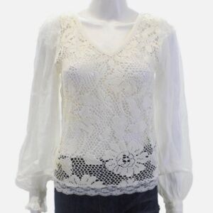 Dolce & Gabbana D&G White Lace Sleeve Blouse. Side Zip. Size 38